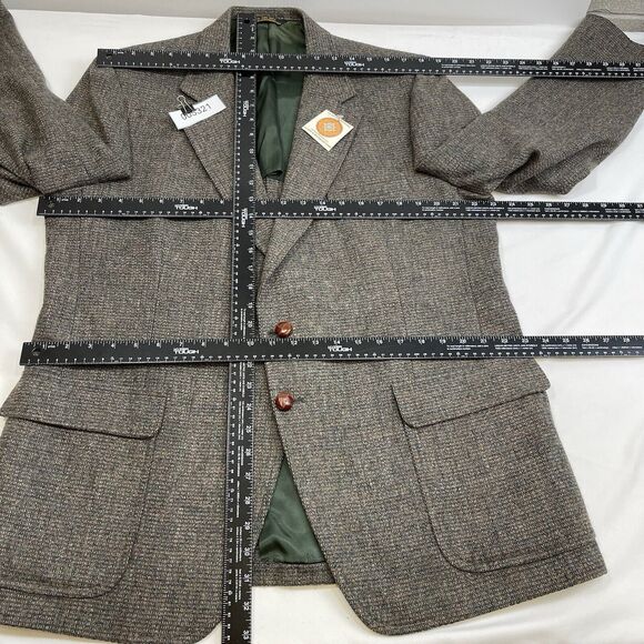 Vintage Kingsridge Tweed Blazer Mens 44R Wool Preppy Academia Leather Button USA - Picture 11 of 12